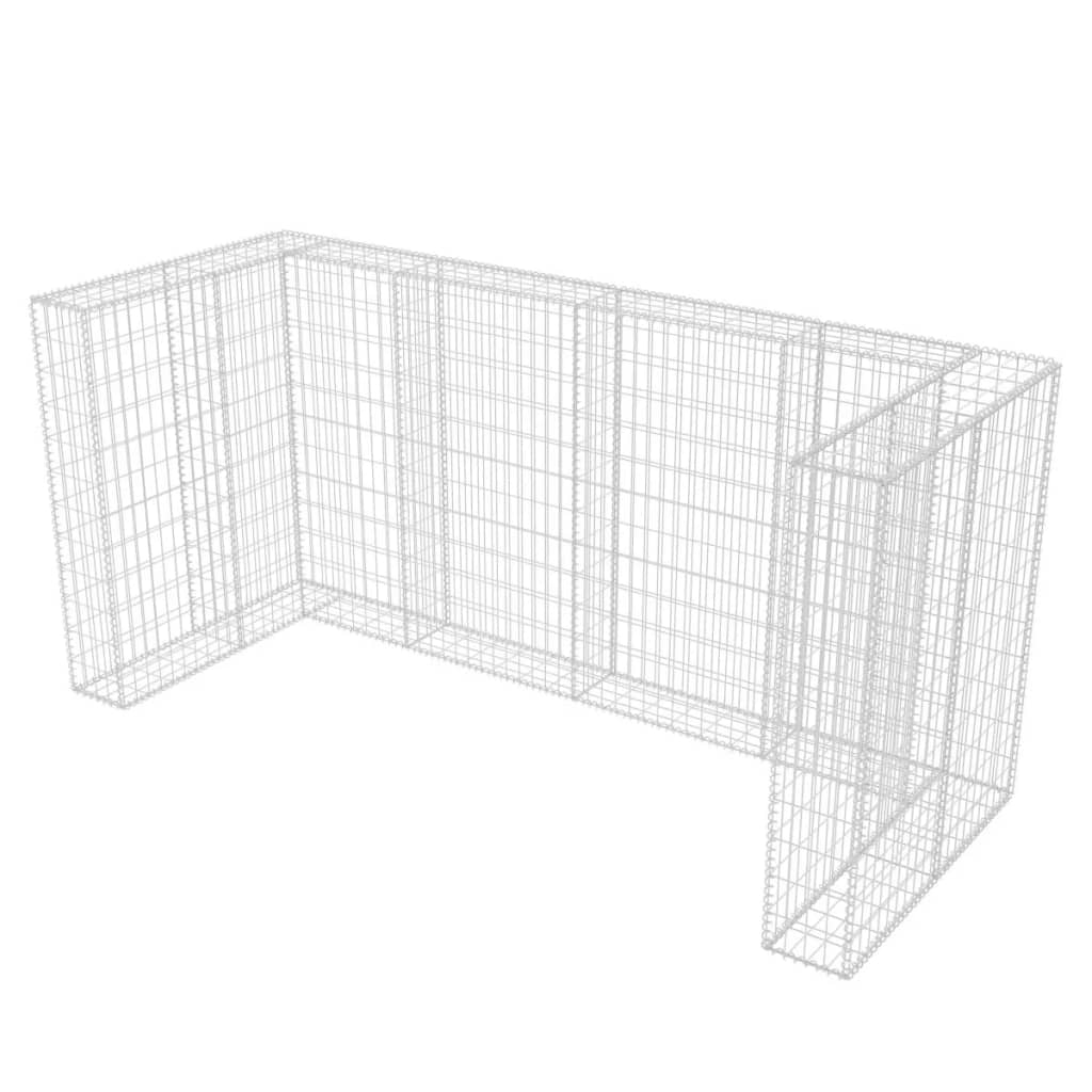 vidaXL Габионна ограда за три кофи за смет, стомана, 250x100x120 cм