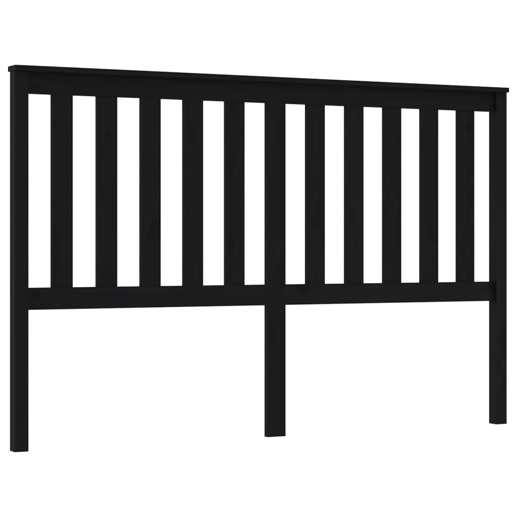vidaXL Горна табла за легло, черна, 166x6x101 см, бор масив
