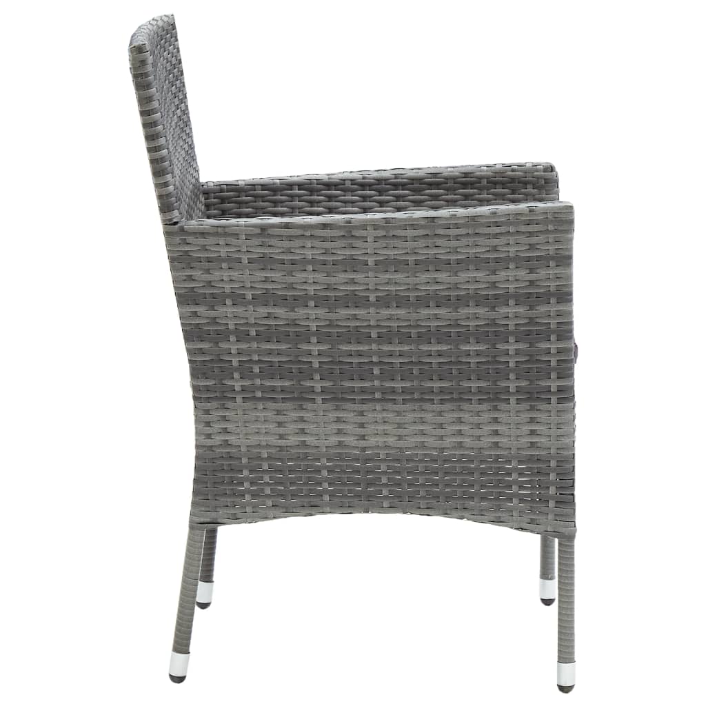 vidaXL Градински трапезни столове, 4 бр, полиратан, сиви