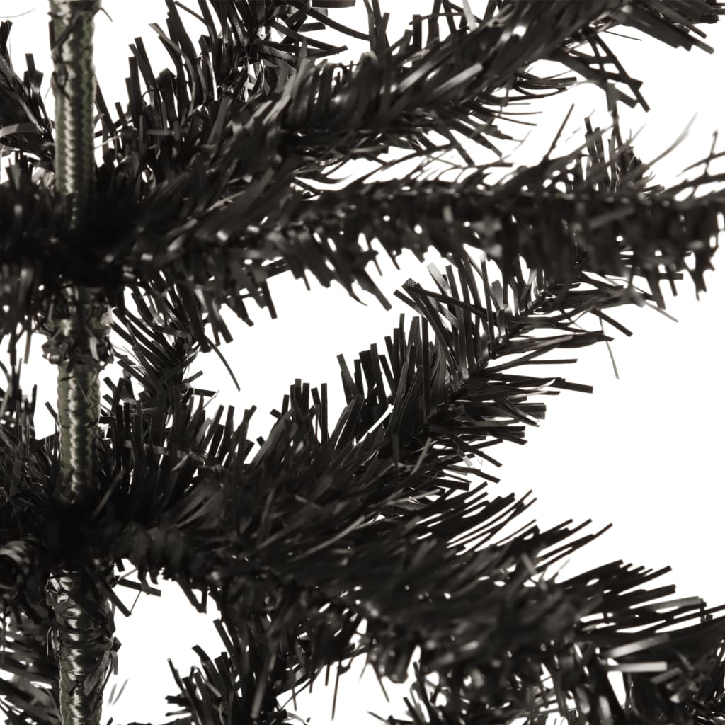 vidaXL Тънка коледна елха, черна, 120 см