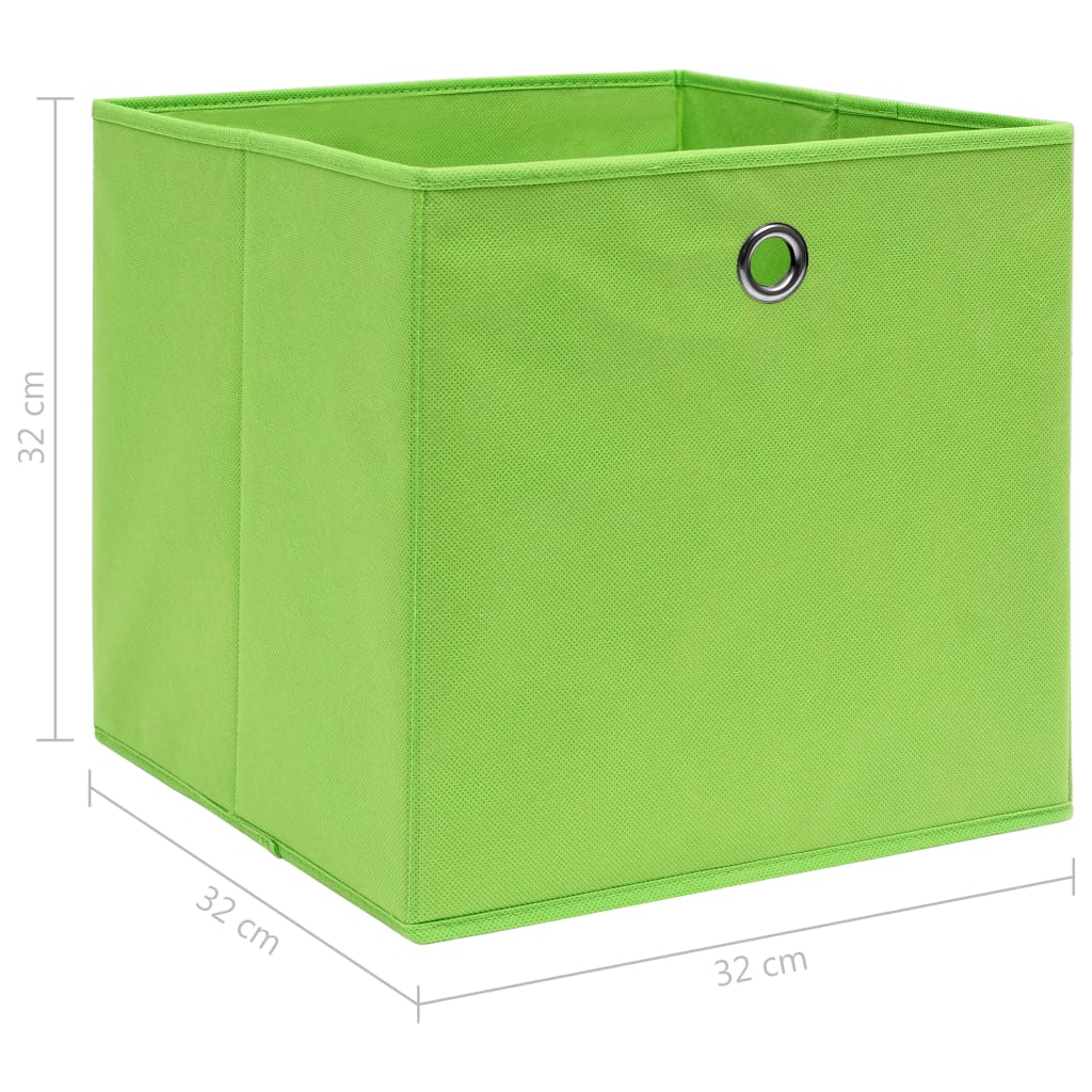 vidaXL Кутии за съхранение 10 бр зелени 32x32x32 см плат