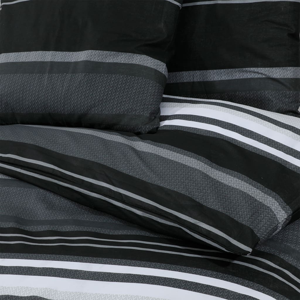vidaXL Комплект спално бельо, черно и бяло, 155x220 см, памук