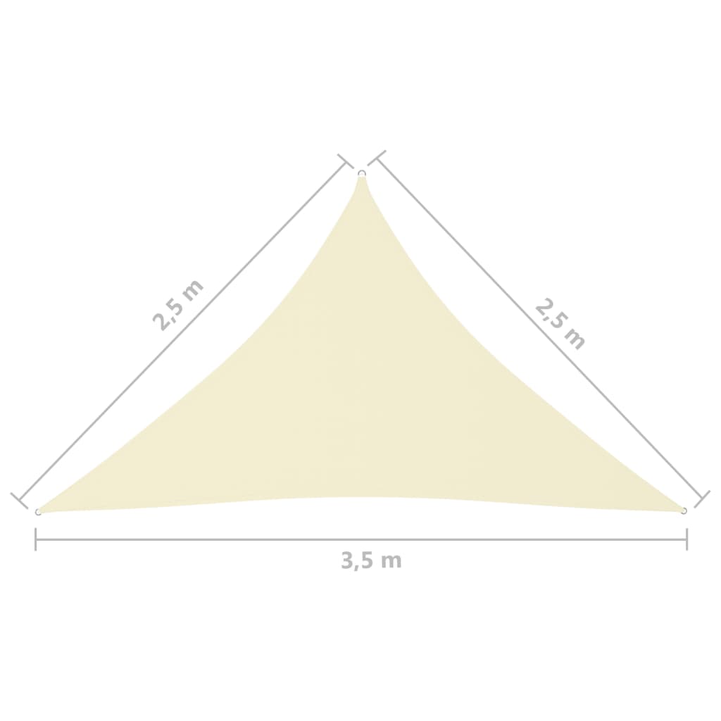 vidaXL Платно-сенник, Оксфорд плат, триъгълно, 2,5x2,5x3,5 м, кремаво