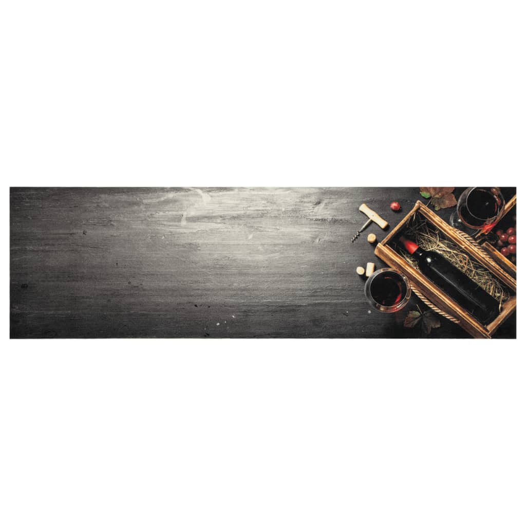 vidaXL Кухненско килимче, миещо, винени бутилки, 45x150 см, кадифе