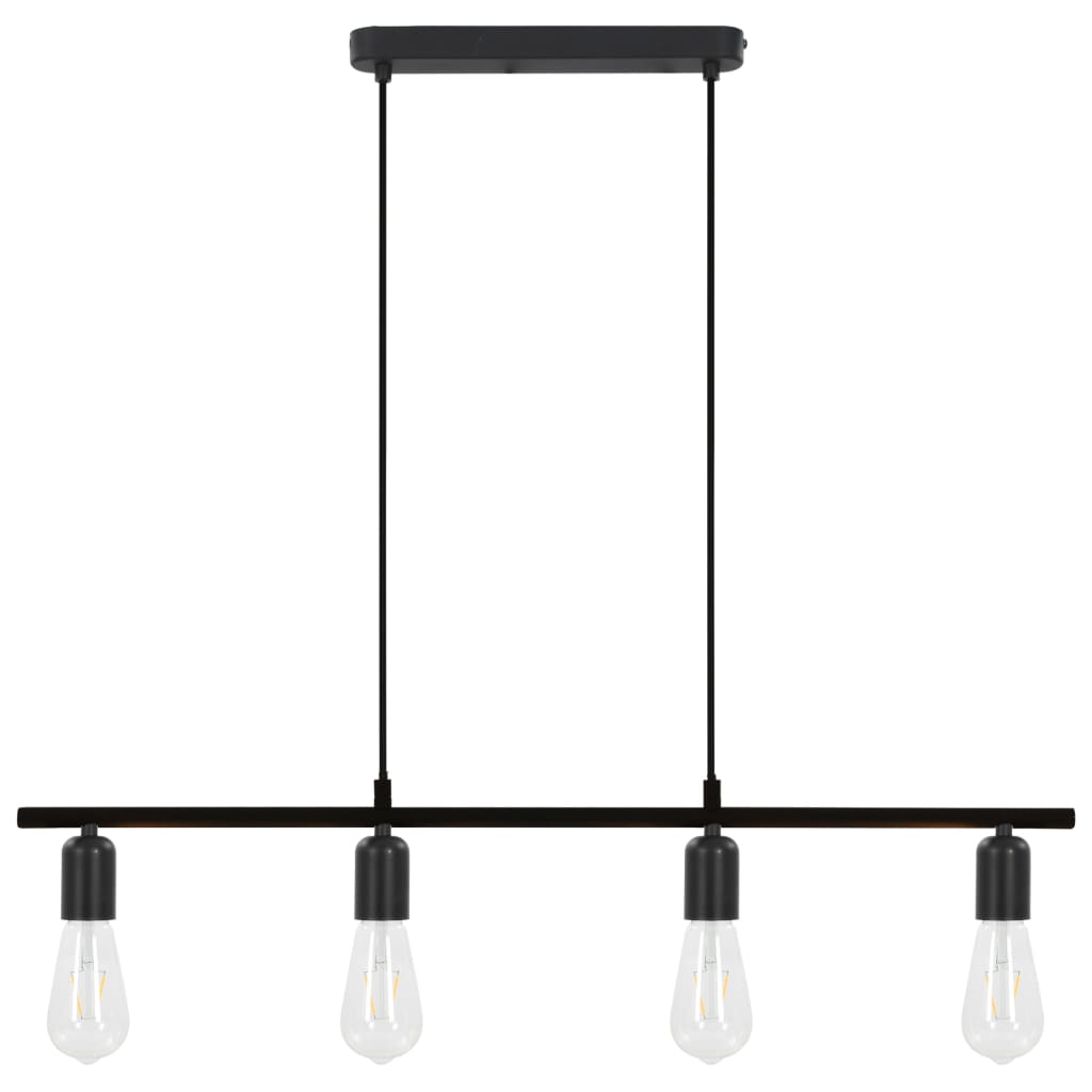 vidaXL Таванна лампа с крушки filament, 2 W, черна, 80 см, E27