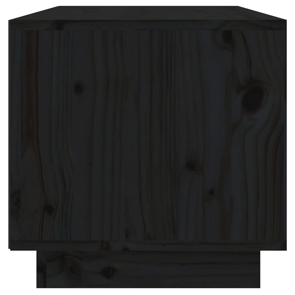 vidaXL ТВ шкаф, черен, 60x35x35 см, бор масив