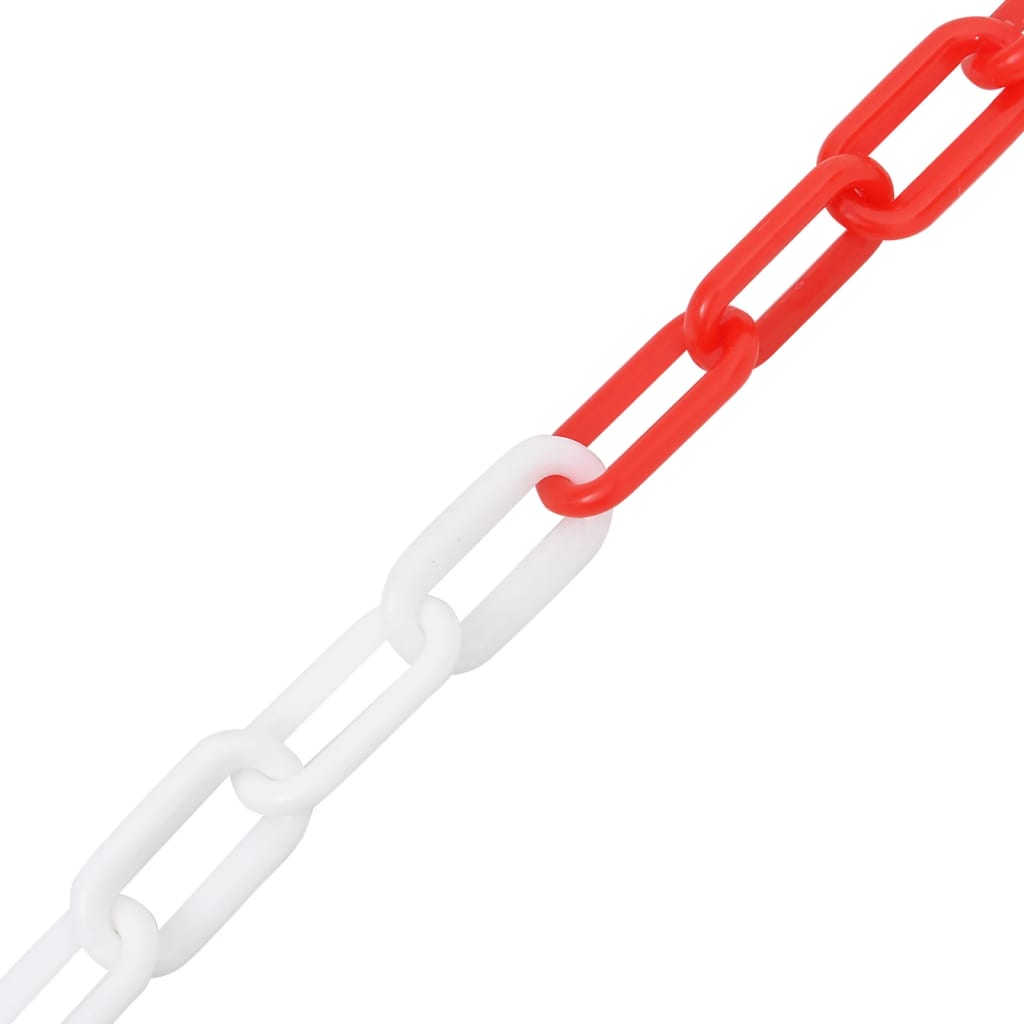 vidaXL Предупредителна верига, червено и бяло, 30 м, Ø4 мм, пластмаса