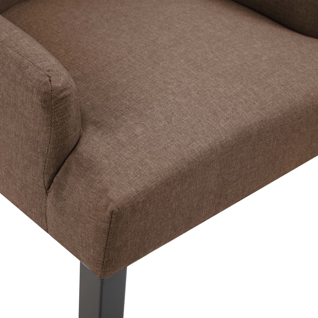 vidaXL Трапезни столове с подлакътници, 2 бр, кафяви, текстил