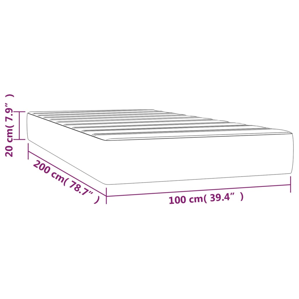 vidaXL Матрак за легло с покет пружини светлосив 100x200x20 см кадифе