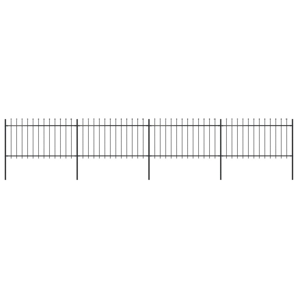 vidaXL Градинска ограда с пики, стомана, 6,8x1 м, черна