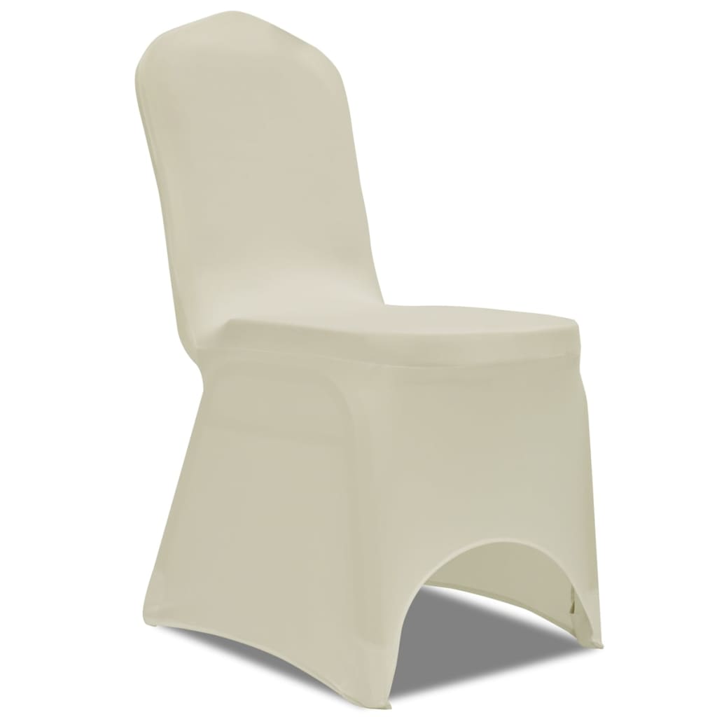 vidaXL Покривни калъфи за столове, 100 бр, еластични, кремави