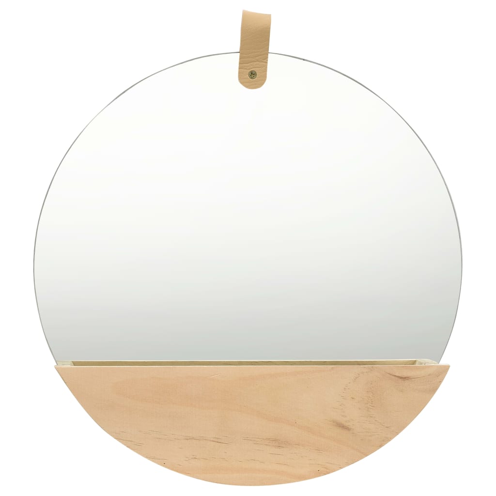 vidaXL Огледало за стена, бор масив, 35 см