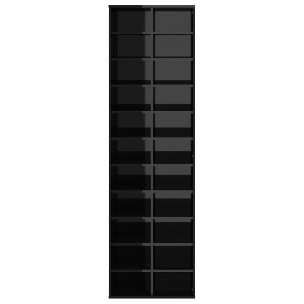 vidaXL Шкаф за обувки, черен гланц, 54x34x183 см, инженерно дърво