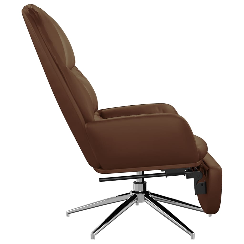 vidaXL Релакс стол с опора за крака, лъскаво кафяво, изкуствена кожа