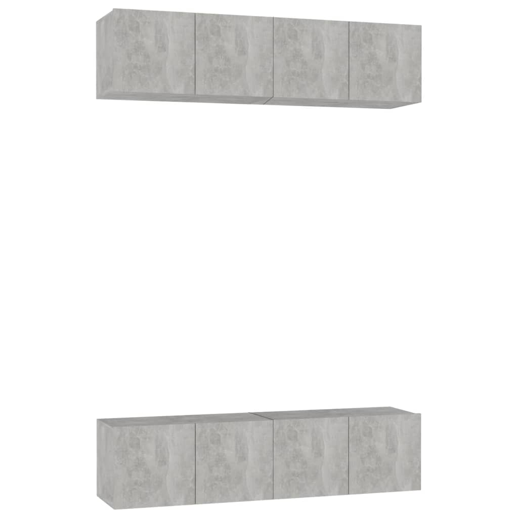 vidaXL ТВ шкафове, 4 бр, бетонно сиви, 60x30x30 см, ПДЧ