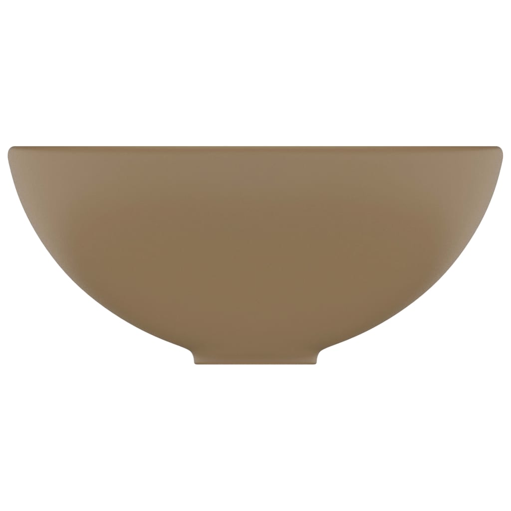 vidaXL Мивка за баня лукс кръгла кремав мат 32,5x14 см керамика