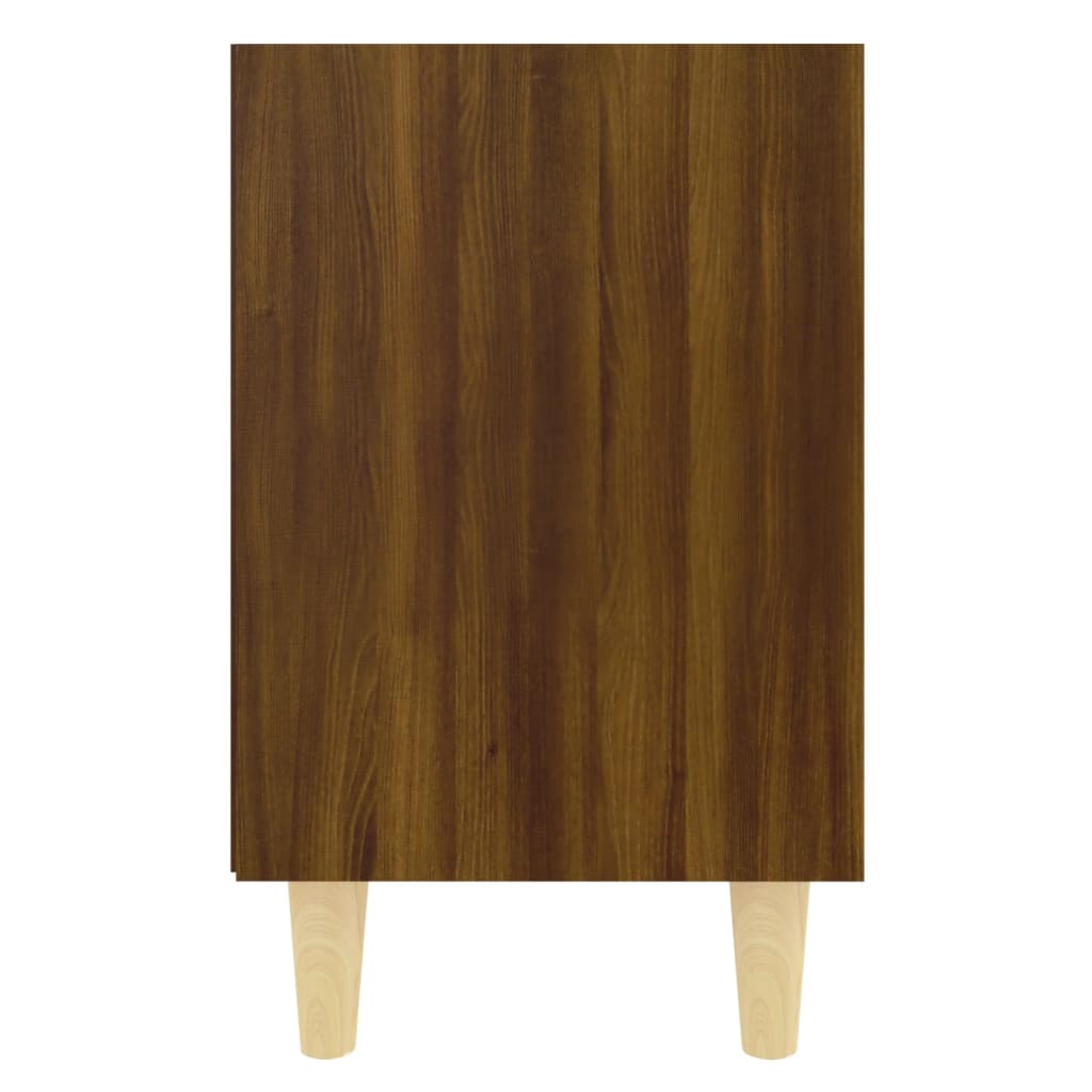 vidaXL Нощно шкафче с крака от масивно дърво, кафяв дъб, 40x30x50 см