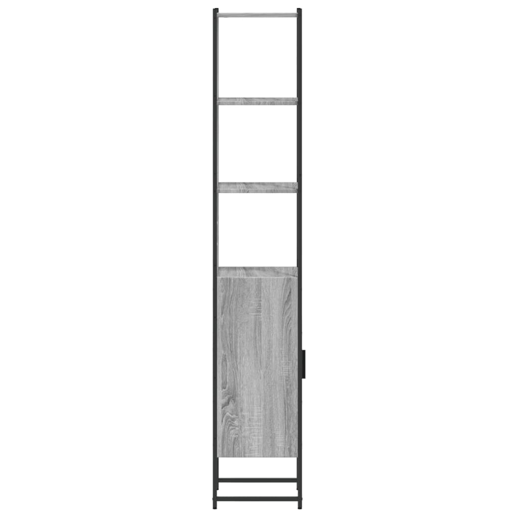 vidaXL Шкаф за баня, сив сонома, 33x33x185,5 см, инженерно дърво