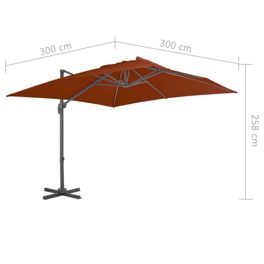 vidaXL Градински чадър чупещо рамо алуминиев прът теракота 300x300 см