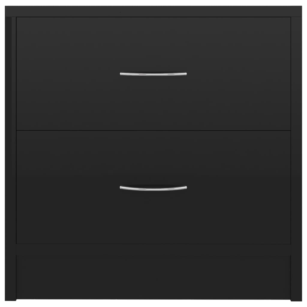 vidaXL Нощно шкафче, черен гланц, 40x30x40 см, ПДЧ