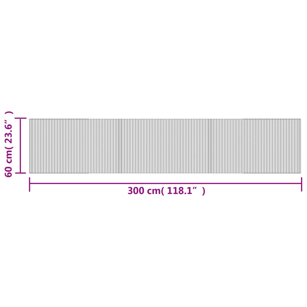 vidaXL Килим, правоъгълен, сив, 60x300 см, бамбук