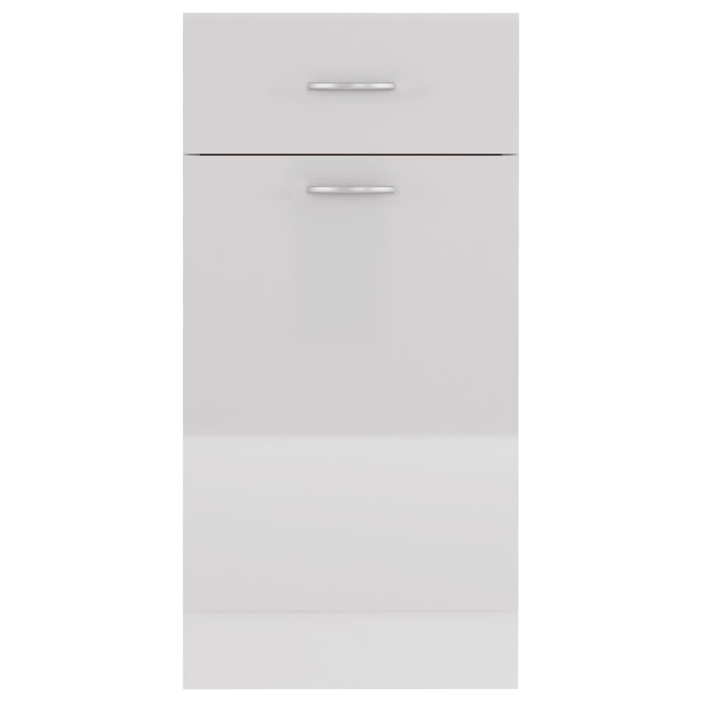 vidaXL Долен шкаф с чекмеджета, бял гланц, 40x46x81,5 см, ПДЧ