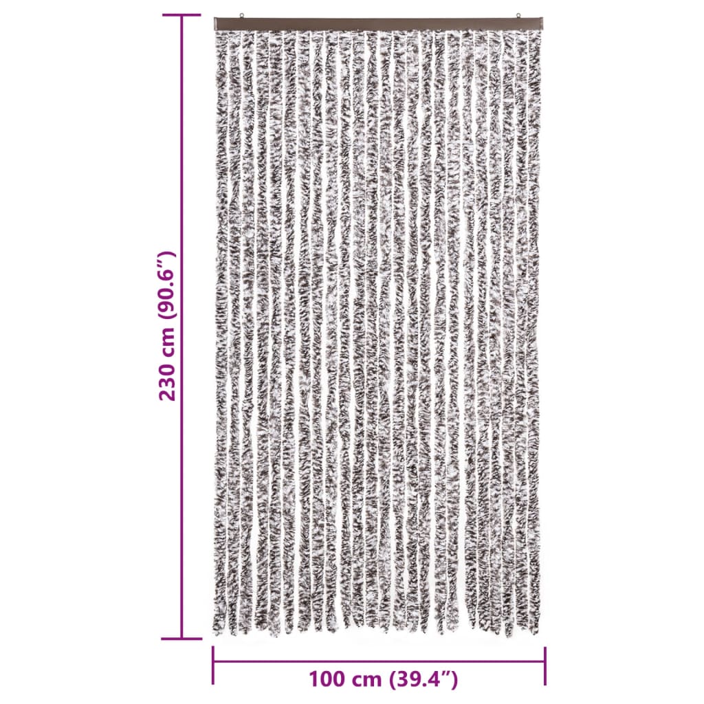 vidaXL Ресни за врата против мухи, кафяво и бежово, 100x230 см, шенил