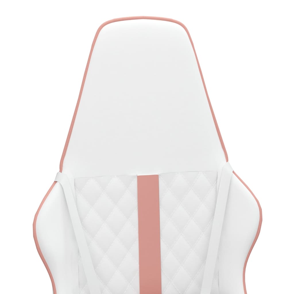 vidaXL Гейминг стол, бяло и розово, изкуствена кожа