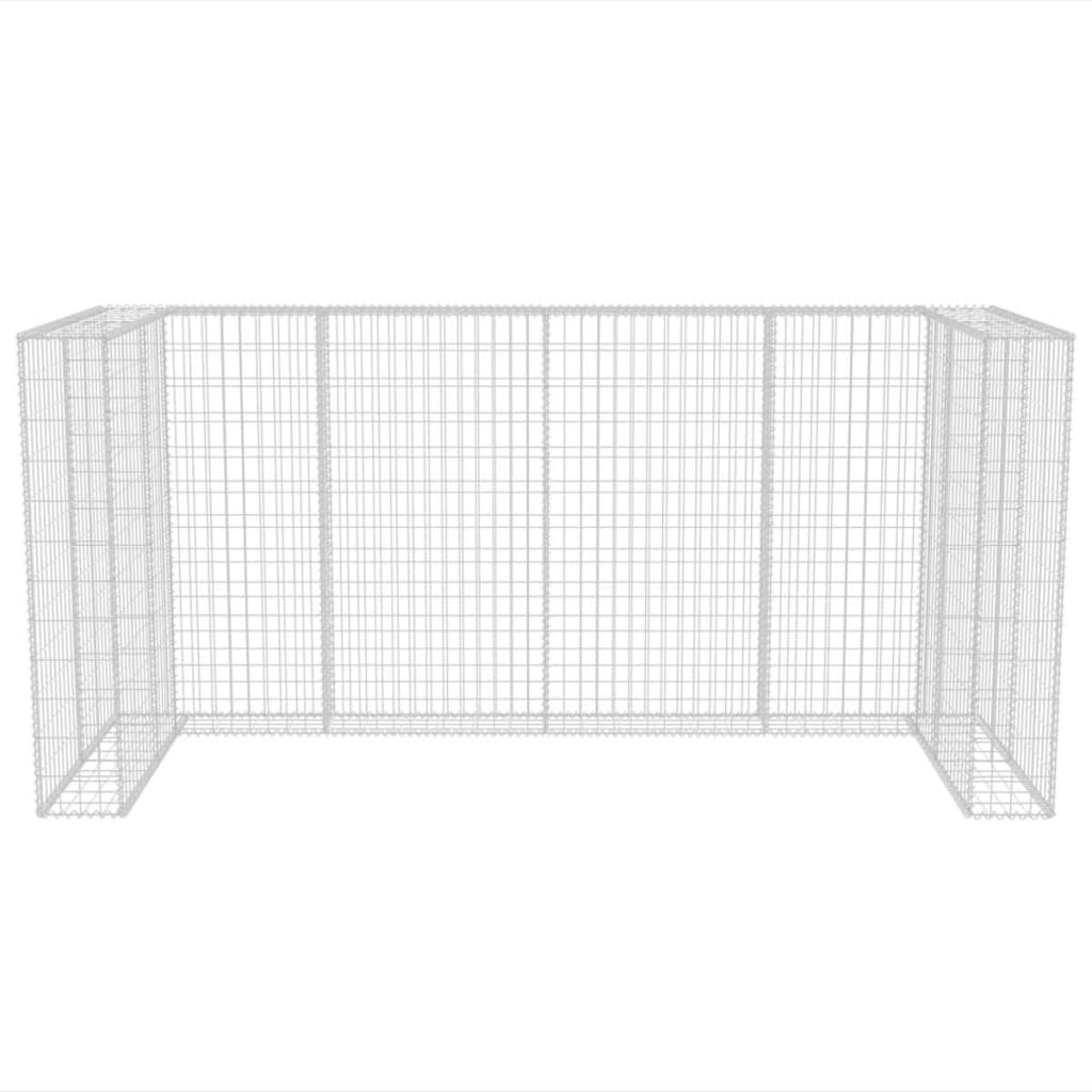 vidaXL Габионна ограда за три кофи за смет, стомана, 250x100x120 cм