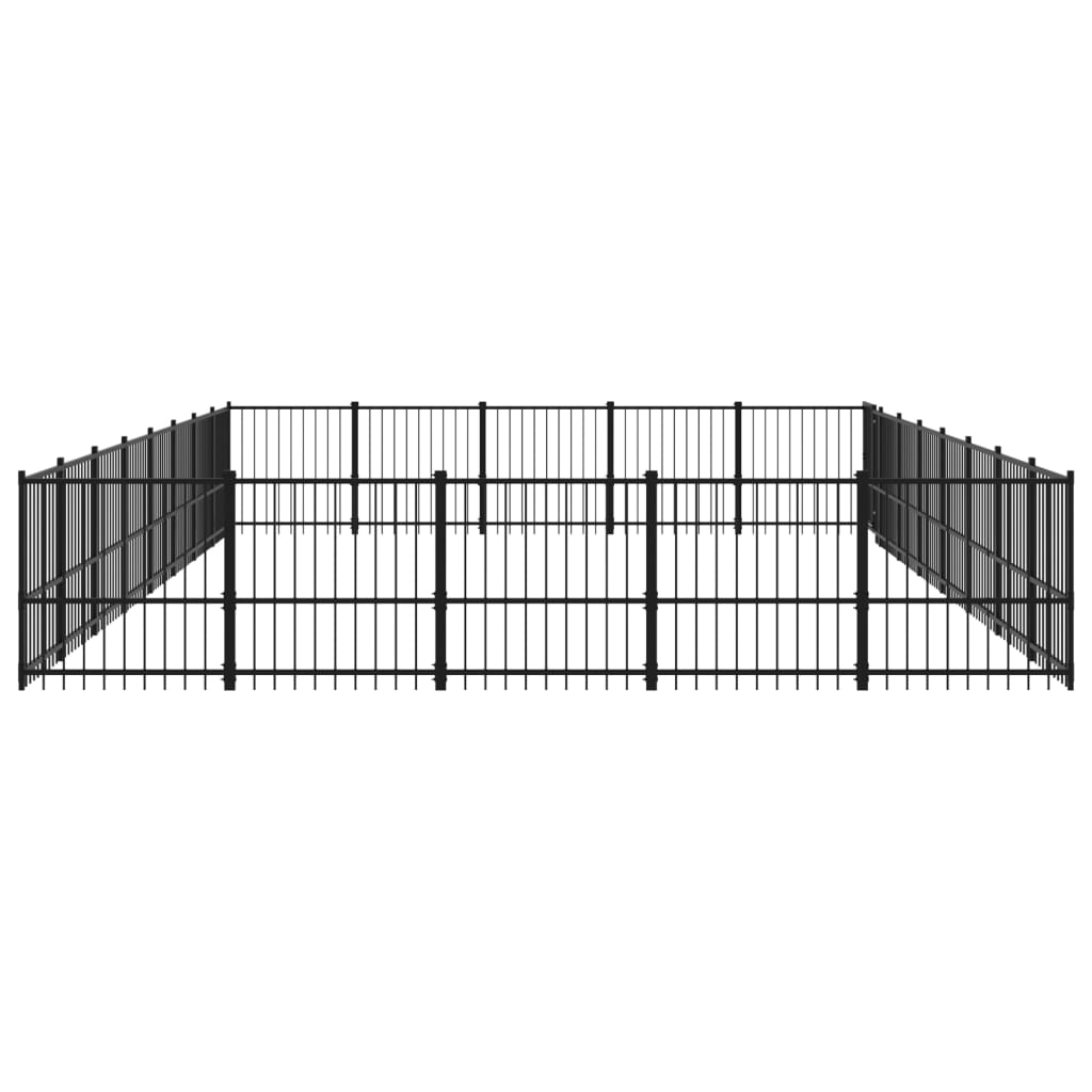 vidaXL Дворна клетка за кучета, стомана, 37,64 м²