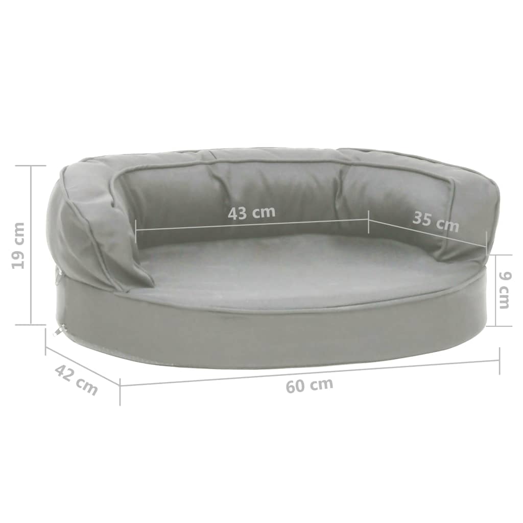 vidaXL Ергономичен матрак кучeшко легло, 60x42 см, с вид на лен, сив