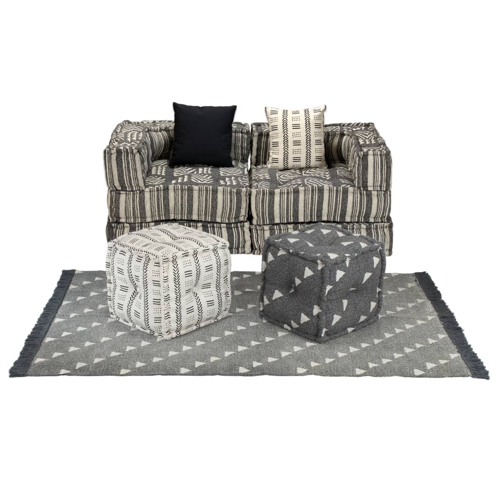 vidaXL Модулен комплект мека мебел, 9 части, текстил, ивици