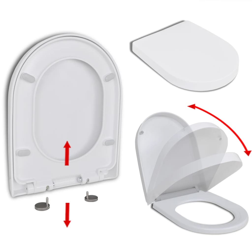 vidaXL Тоалетна седалка, плавно затваряне, бяла, квадратен дизайн
