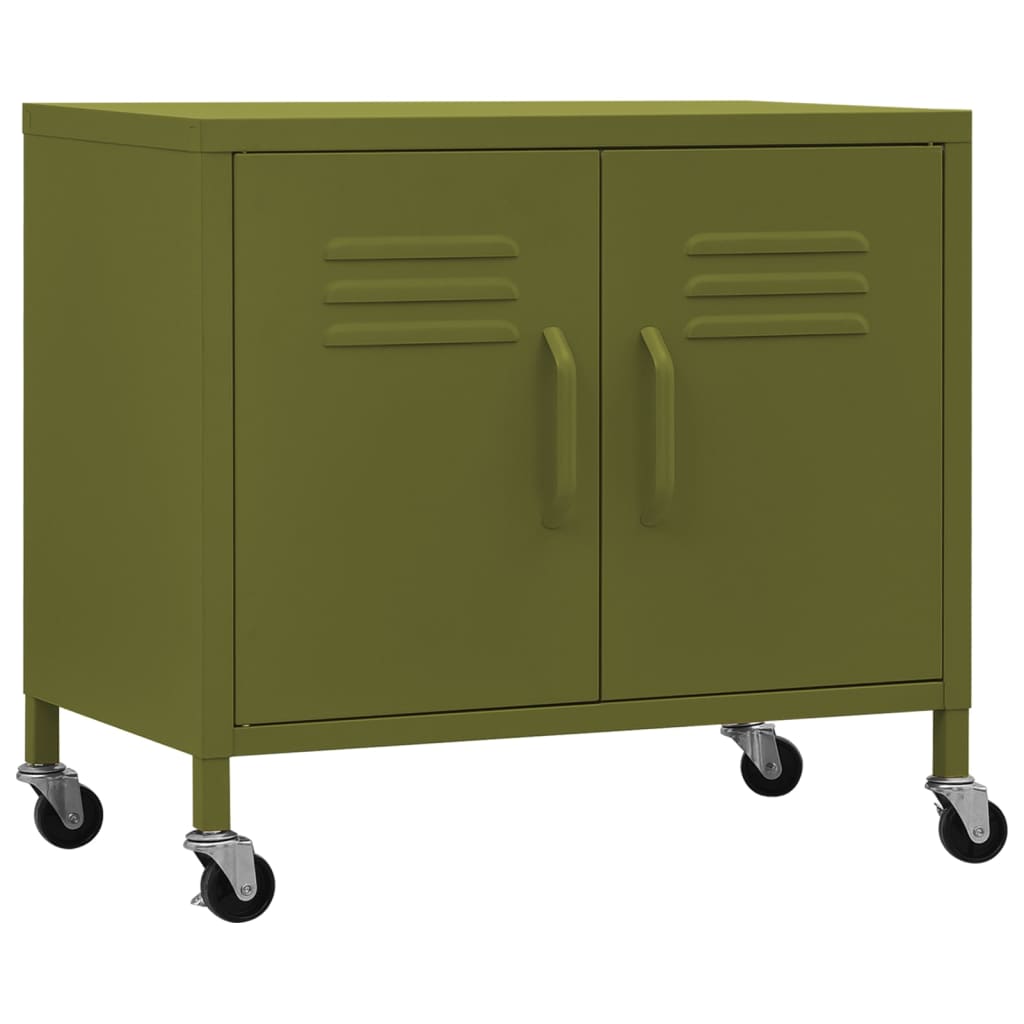 vidaXL Шкаф за съхранение, маслиненозелен, 60x35x56 см, стомана