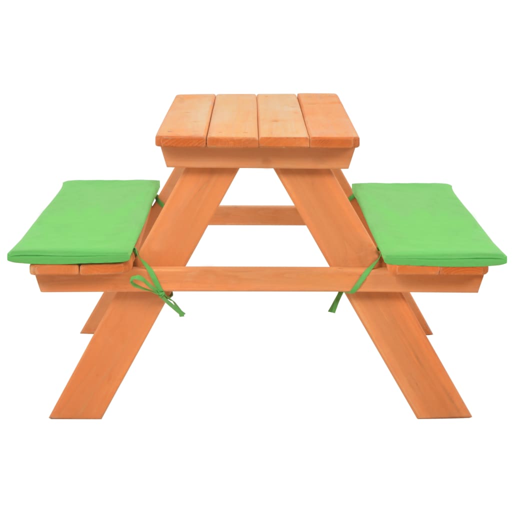 vidaXL Детска маса за пикник с пейки, 89x79x50 см, ела масив