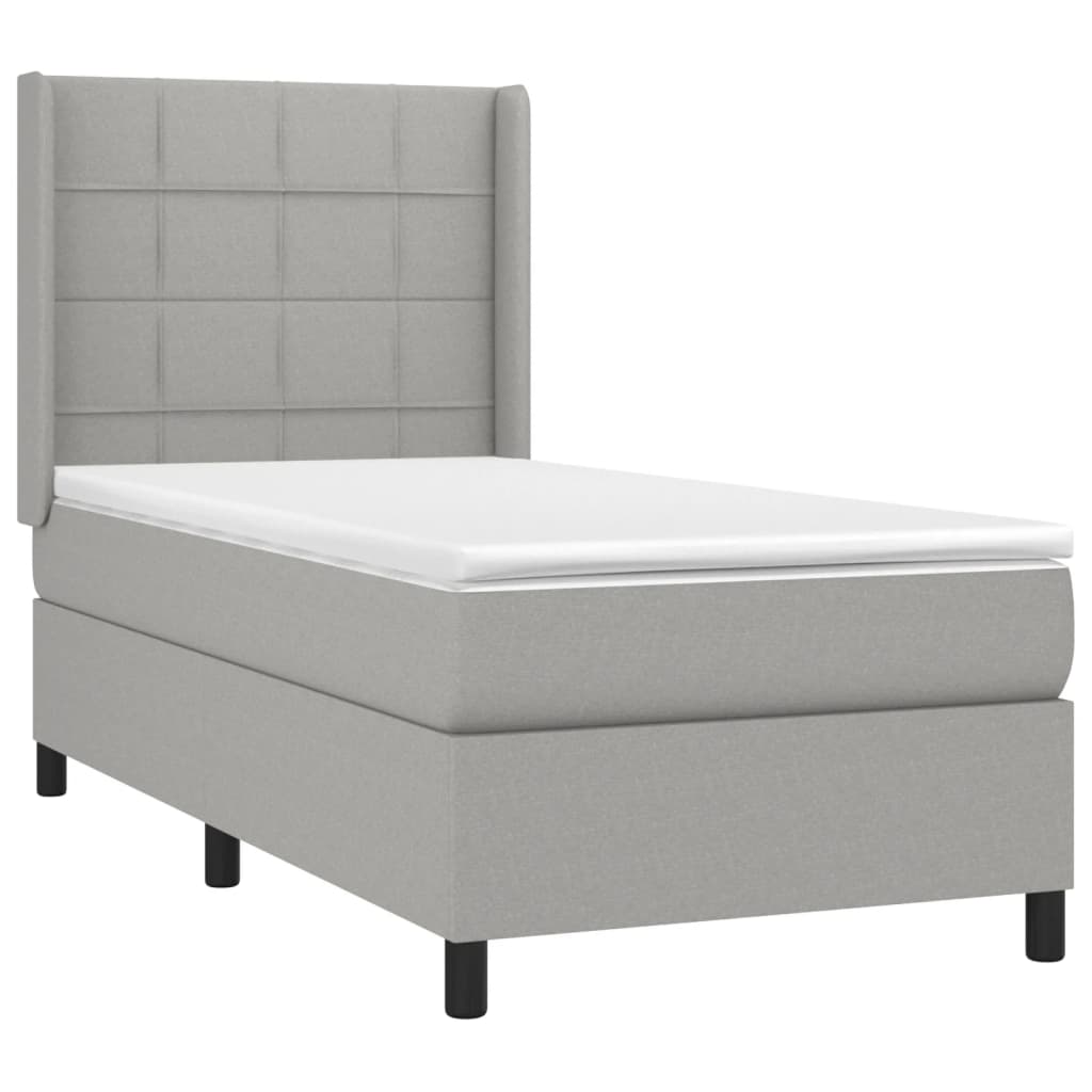vidaXL Боксспринг легло с матрак, светлосиво, 80x200 см, плат