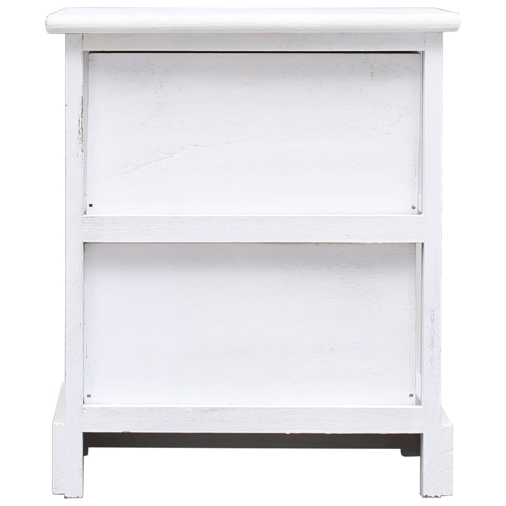 vidaXL Нощно шкафче, бяло, 38x28x45 см, дърво от пауловния