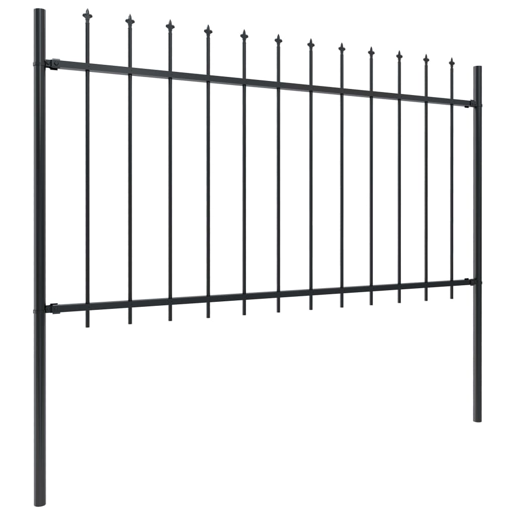 vidaXL Градинска ограда с пики, стомана, 5,1x1 м, черна