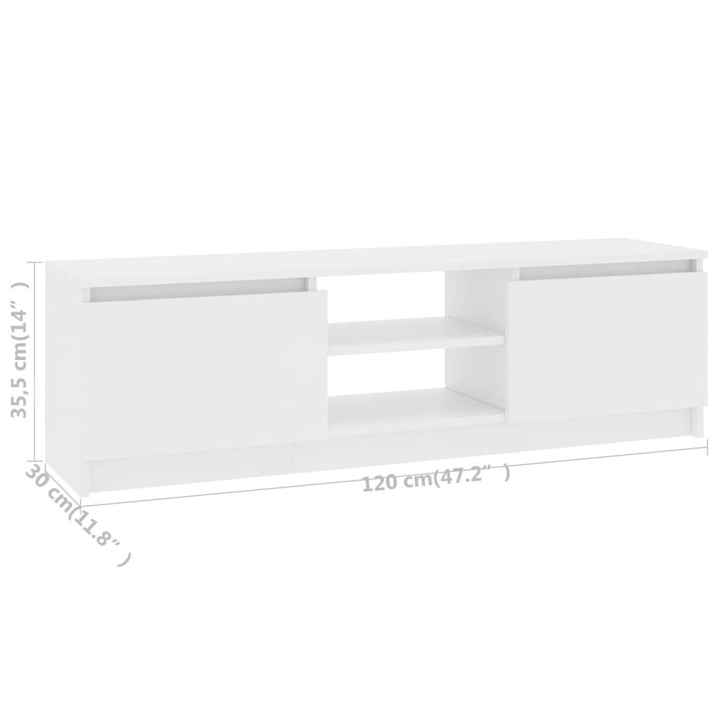 vidaXL ТВ шкаф, бял, 120x30x35,5 см, ПДЧ