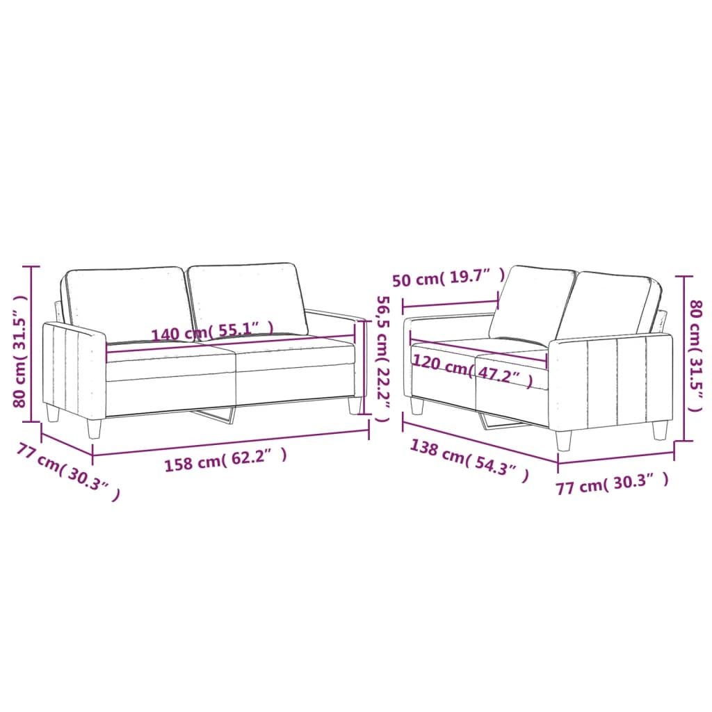 vidaXL Комплект дивани от 2 части с възглавници, кафяв, кадифе