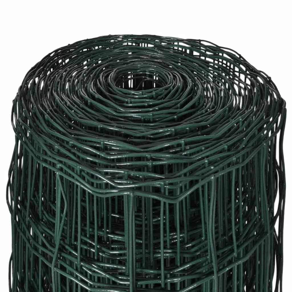 vidaXL Оградна мрежа, стомана, 25 x 0,8 м, зелена