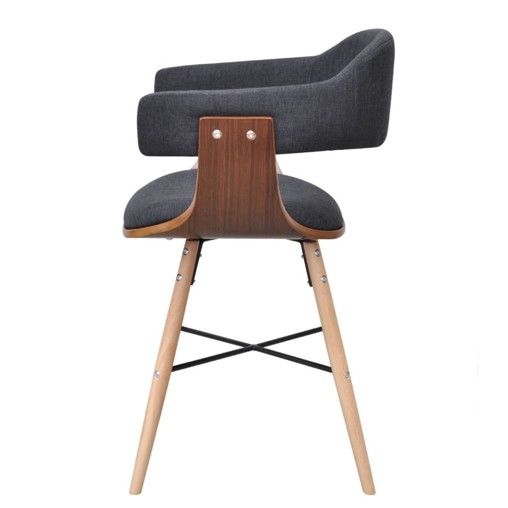 vidaXL Трапезни столове, 2 бр, тъмносиви, извито дърво и текстил