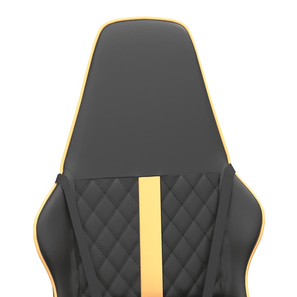 vidaXL Масажен гейминг стол, златисто и черно, еко кожа
