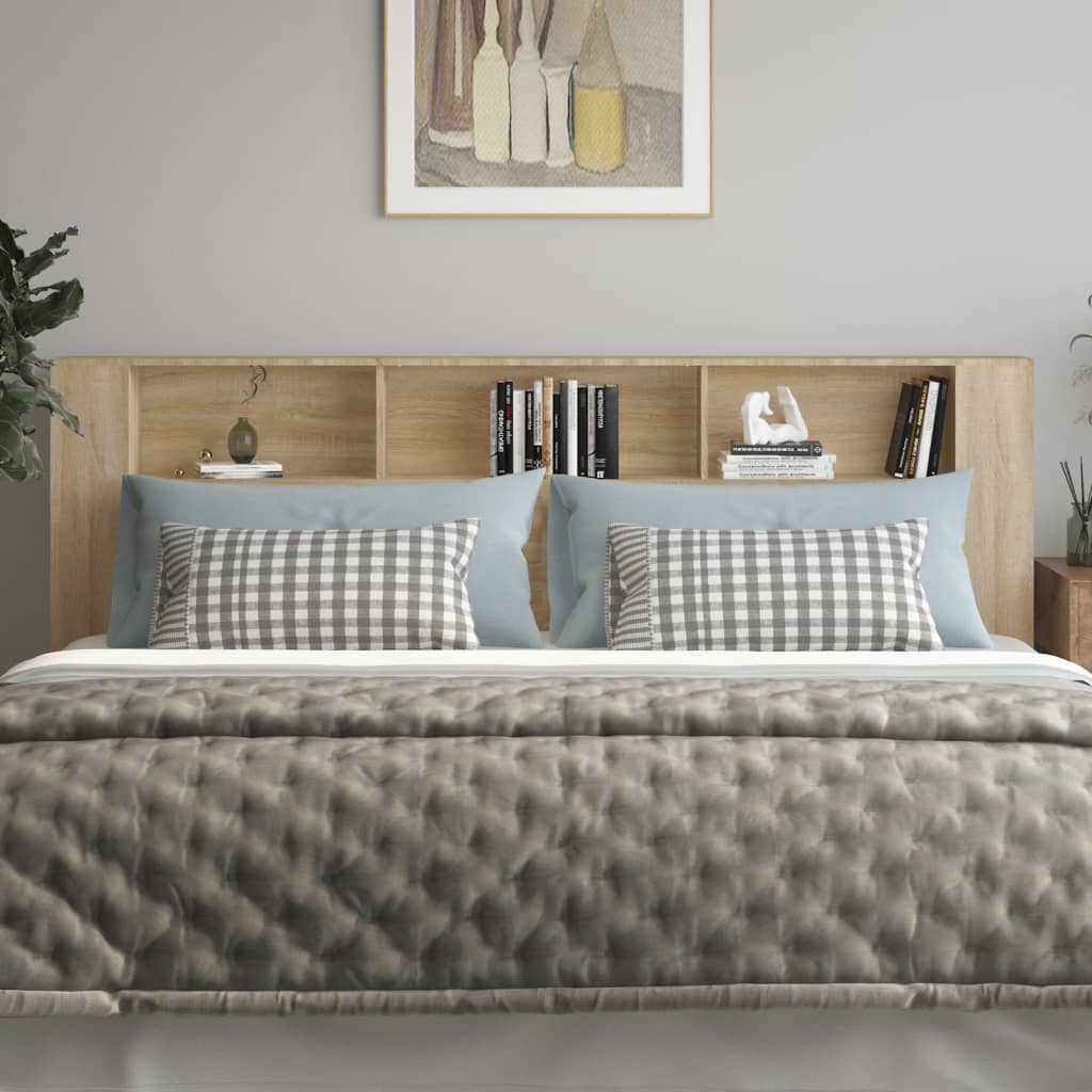 vidaXL Табла за легло тип шкаф, дъб сонома, 220x18,5x104,5 см