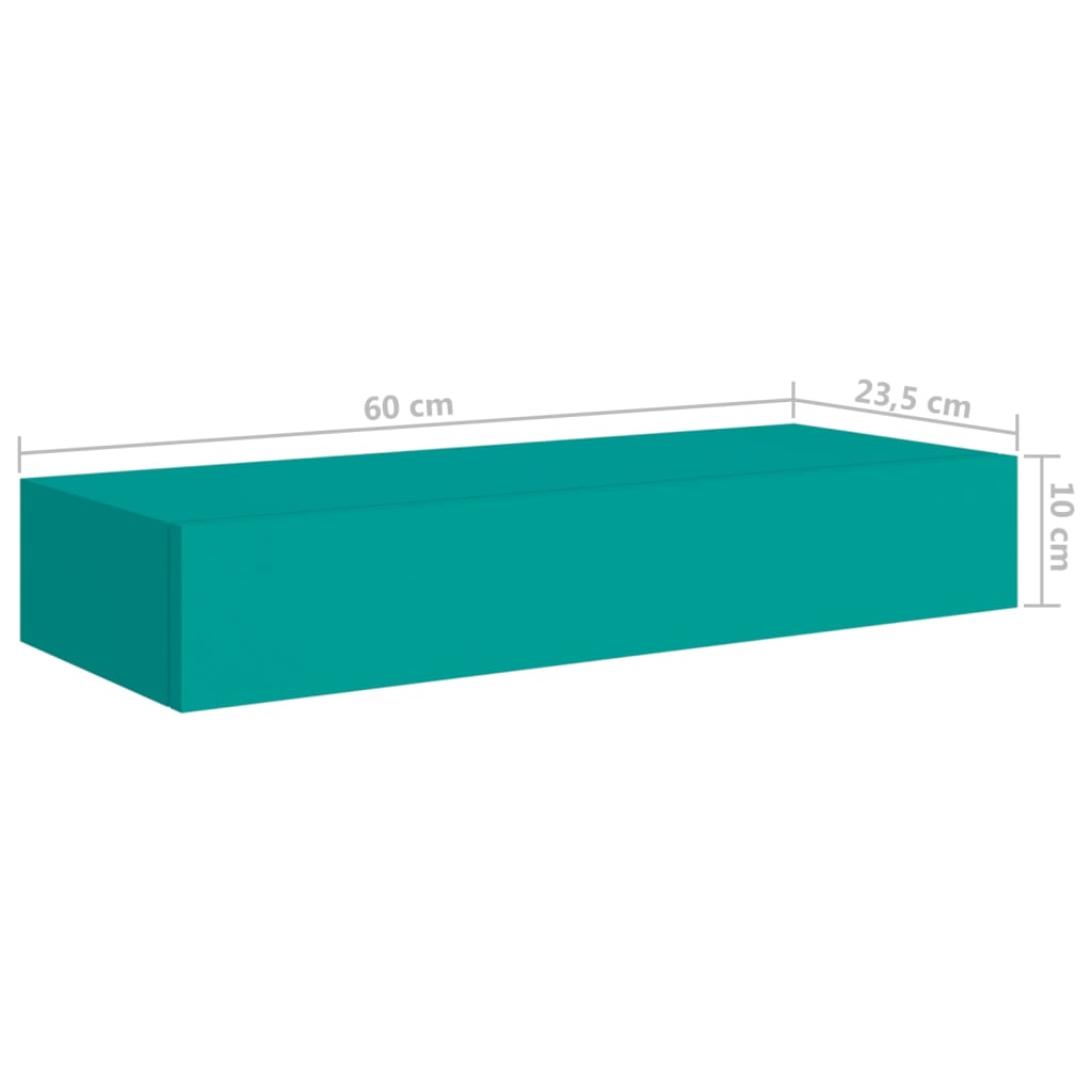 vidaXL Стенни рафтове с чекмеджета, 2 бр, сини, 60x23,5x10 см, МДФ