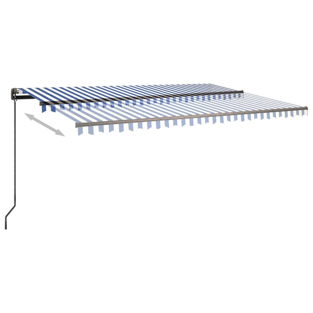 vidaXL Автоматично прибиращ се сенник с прътове, 3x2,5 м, синьо и бяло