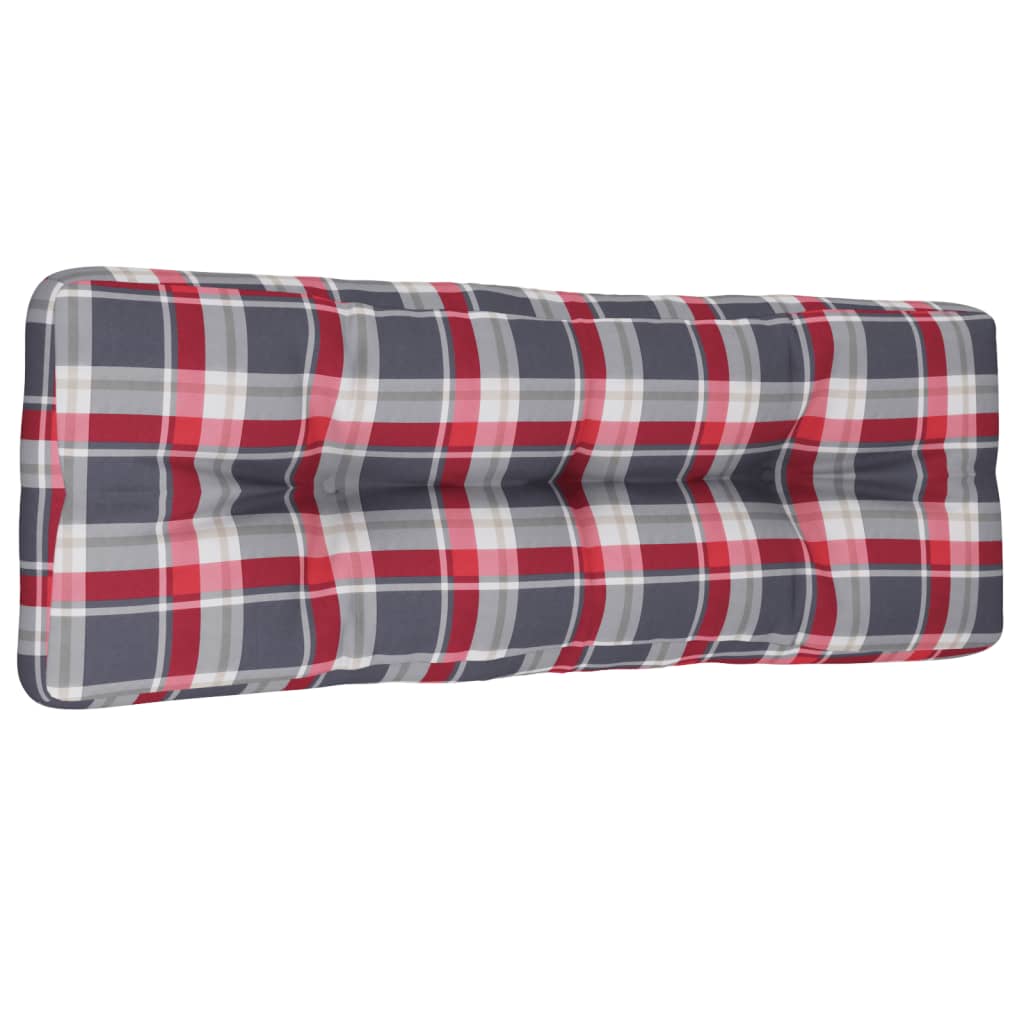 vidaXL Палетна възглавница, червено каре, 120x40x12 см, текстил