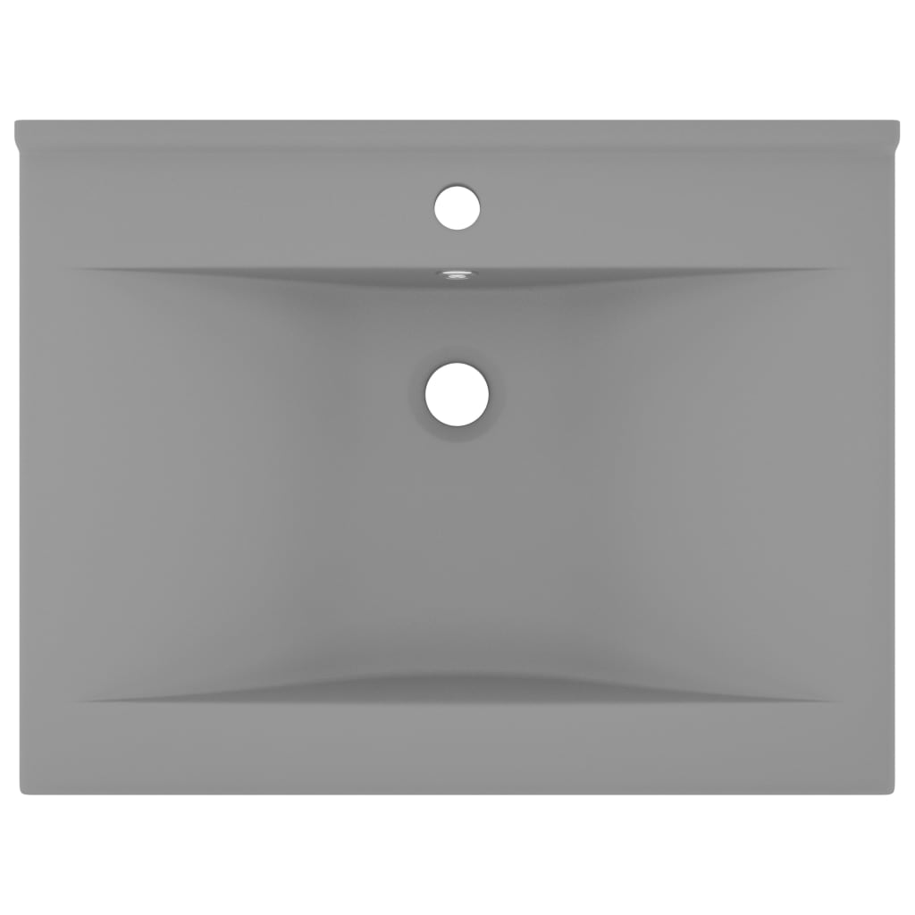 vidaXL Луксозна мивка с отвор за кран светлосив мат 60x46 см керамика