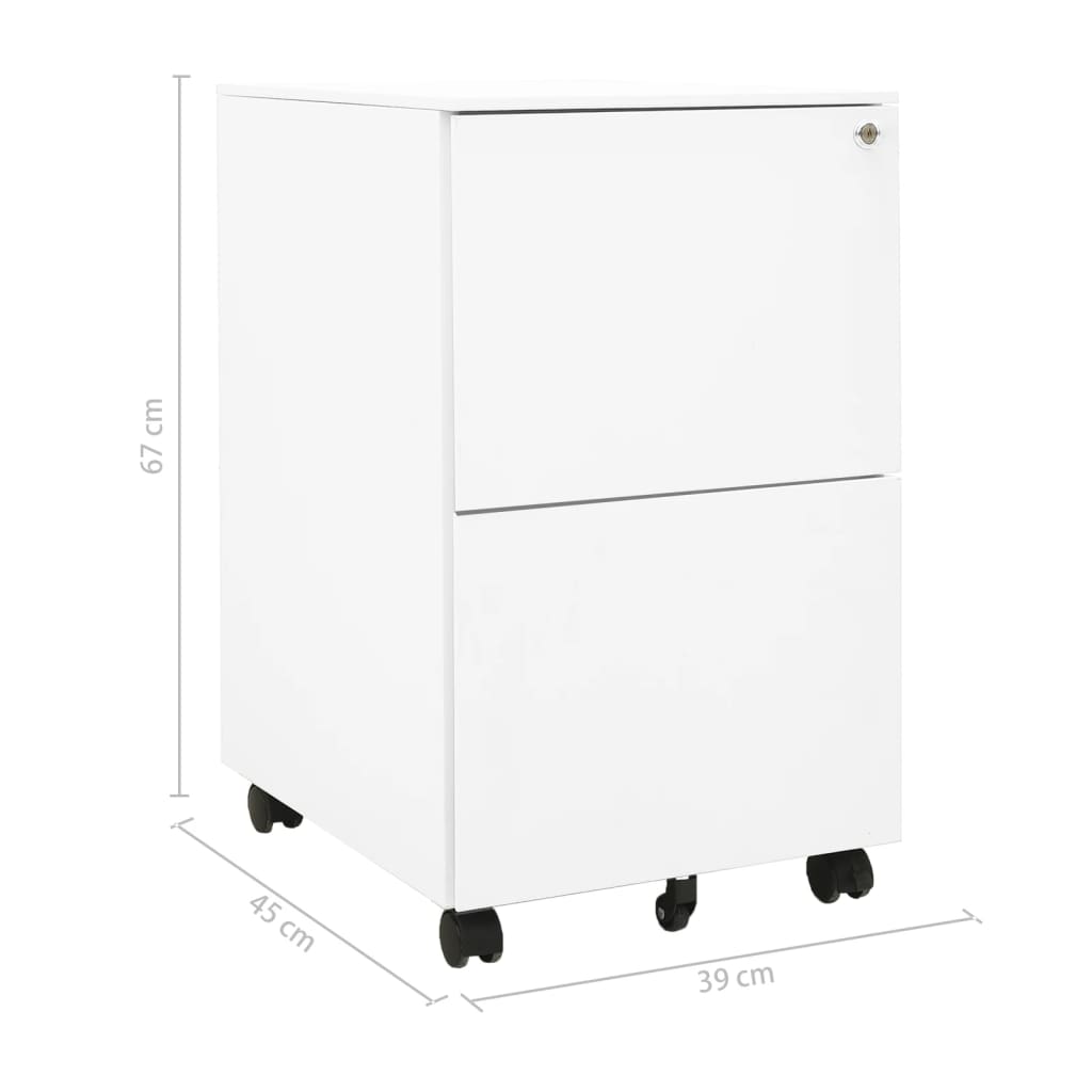 vidaXL Мобилен офис шкаф, бял, 39x45x67см, стомана