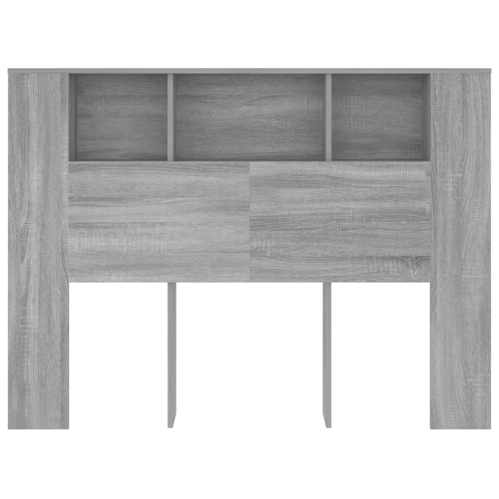 vidaXL Табла за легло тип шкаф, сив сонома, 140x18,5x104,5 см